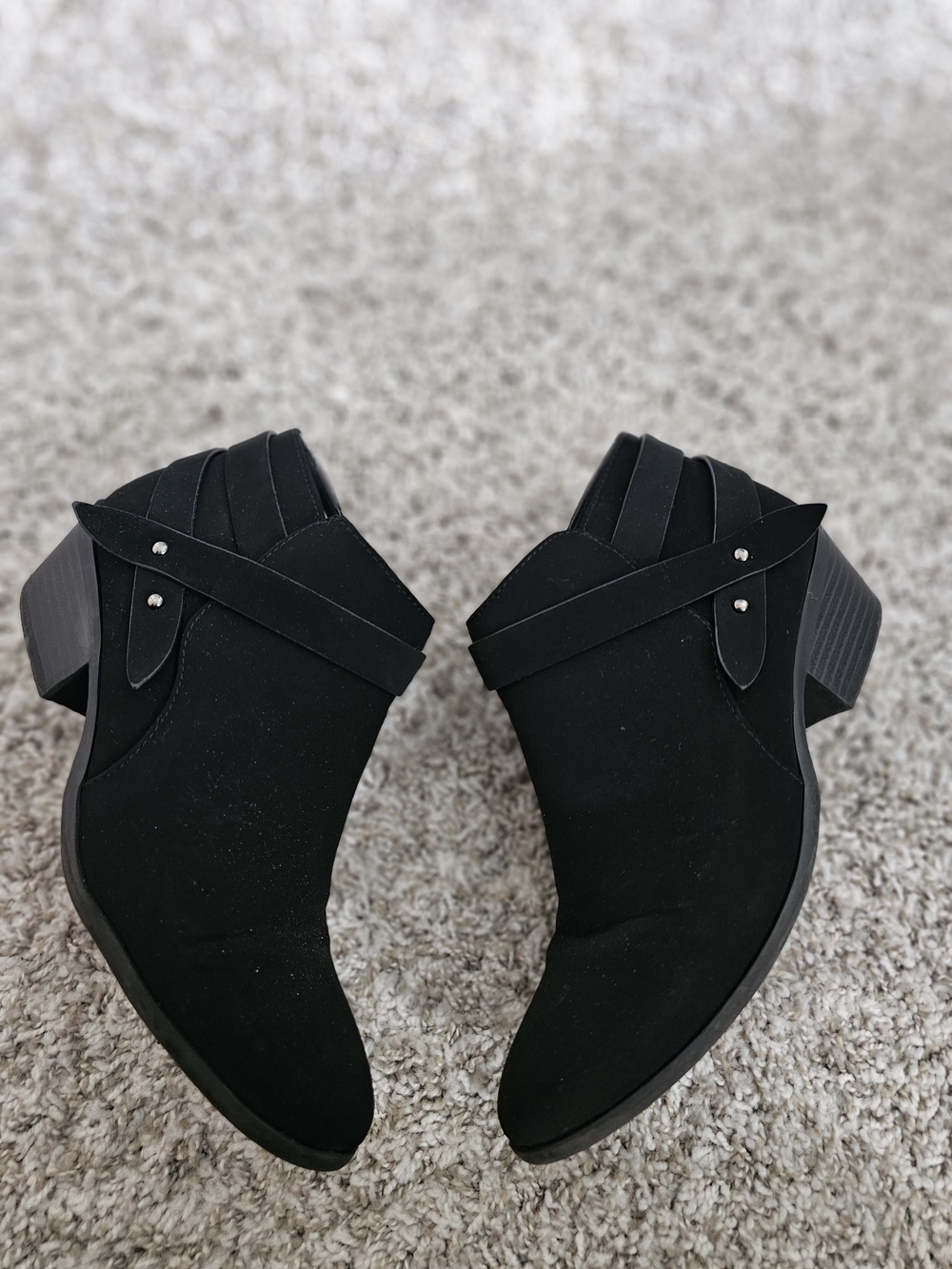 Soda Black Ankle Booties with Strap Accent